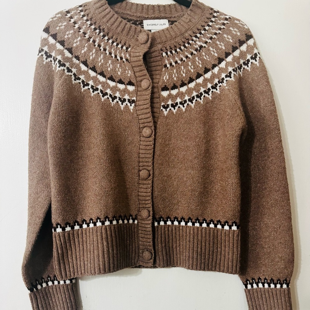 Women’s Sincerely Jules Brown and White Patterned Cardigan
